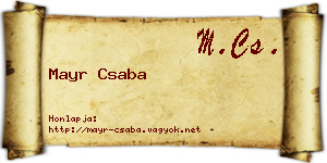 Mayr Csaba névjegykártya